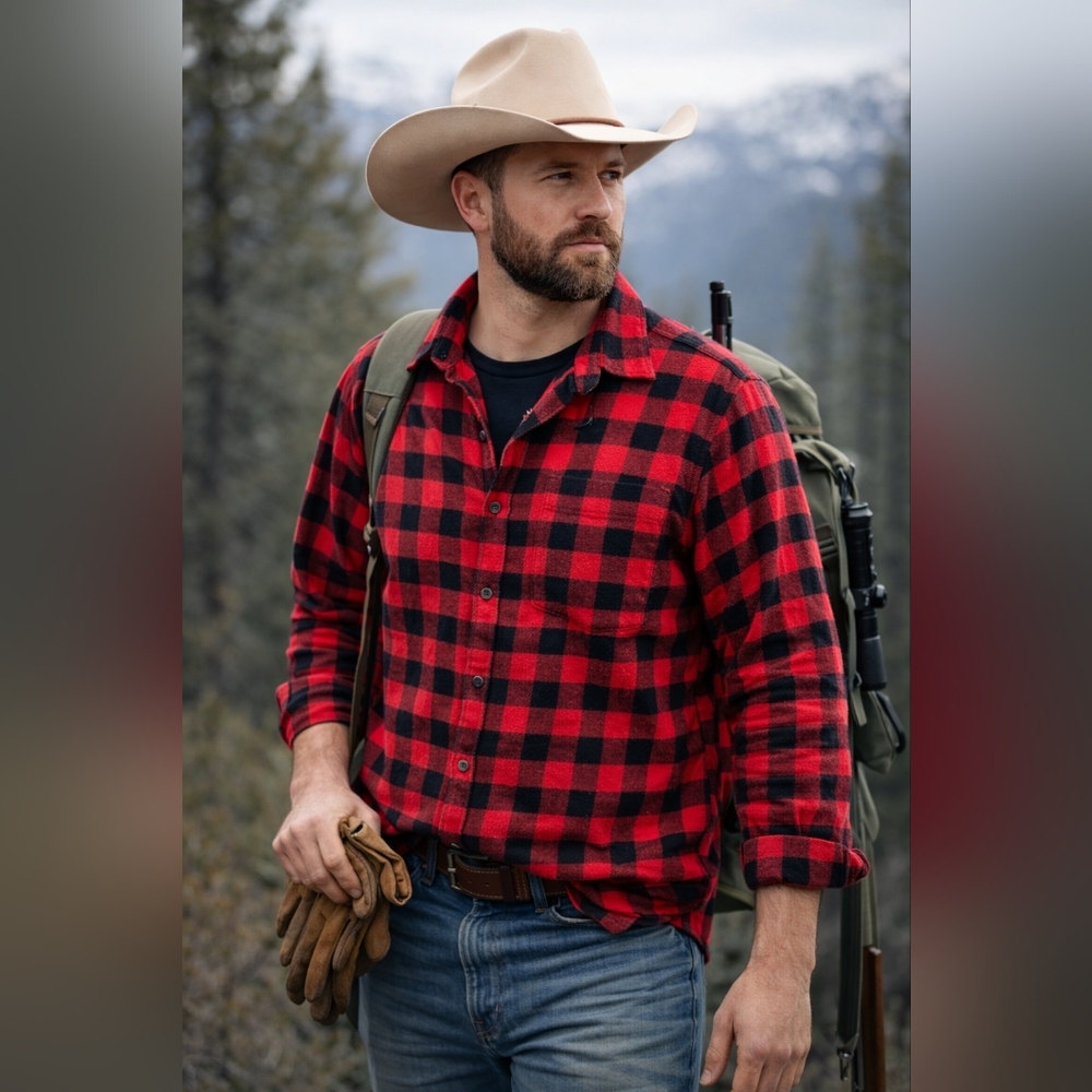 Jachs New York Red & Black Buffalo Plaid Flannel Shirt Long Sleeve Button Up